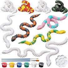 WDAHDHP Snake Ceramic Painting Kit for Kids, 10Pcs DIY Ceramic to Paint Your Own Snake Figurines with Brush Palette Paint for Girls Boy Gifts Toys