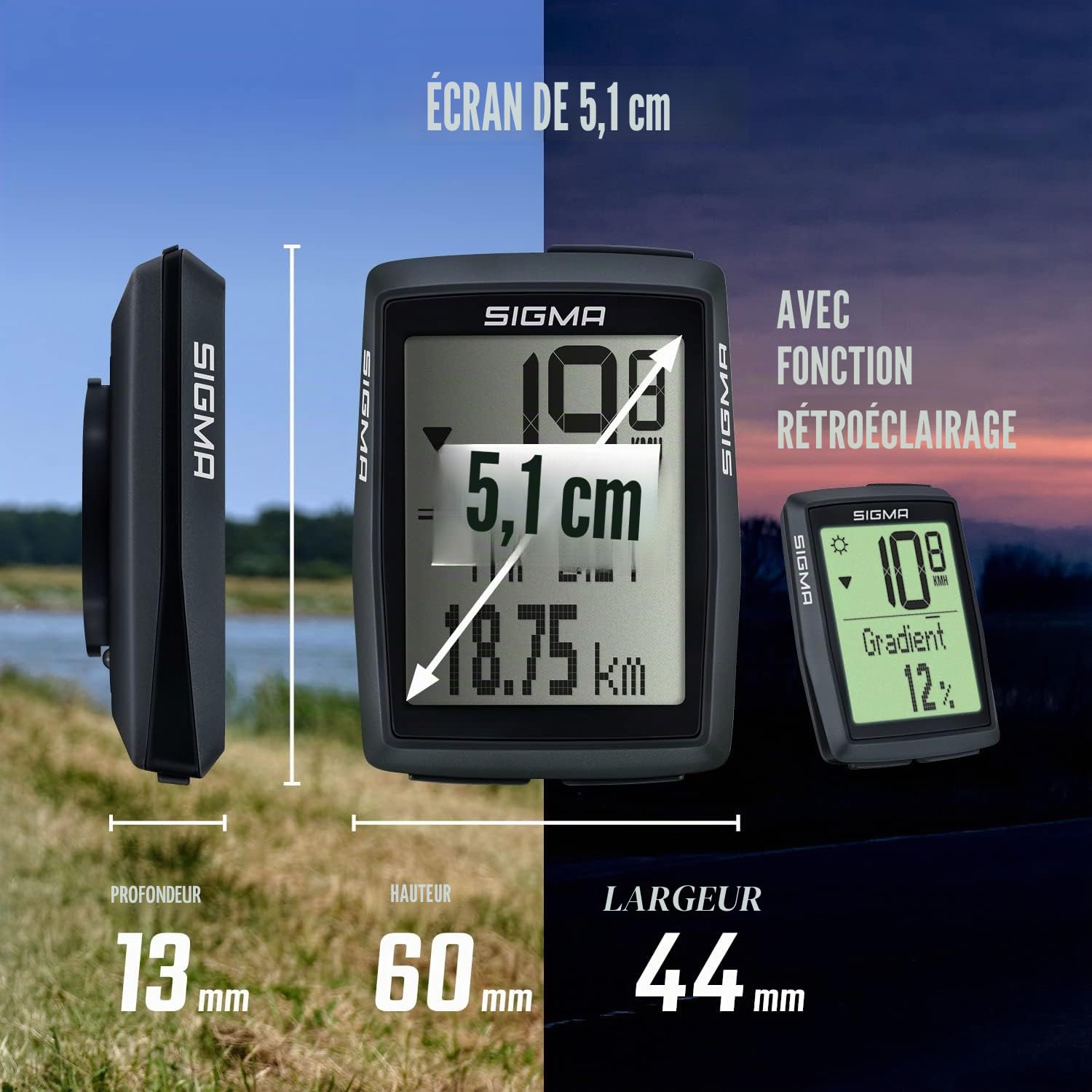 Sigma Sport BC 14.0 | Bicycle Computer with Numerous Functions | Bike Computer for Mountain Tours | Easy to Use with Large Buttons and Clear Display