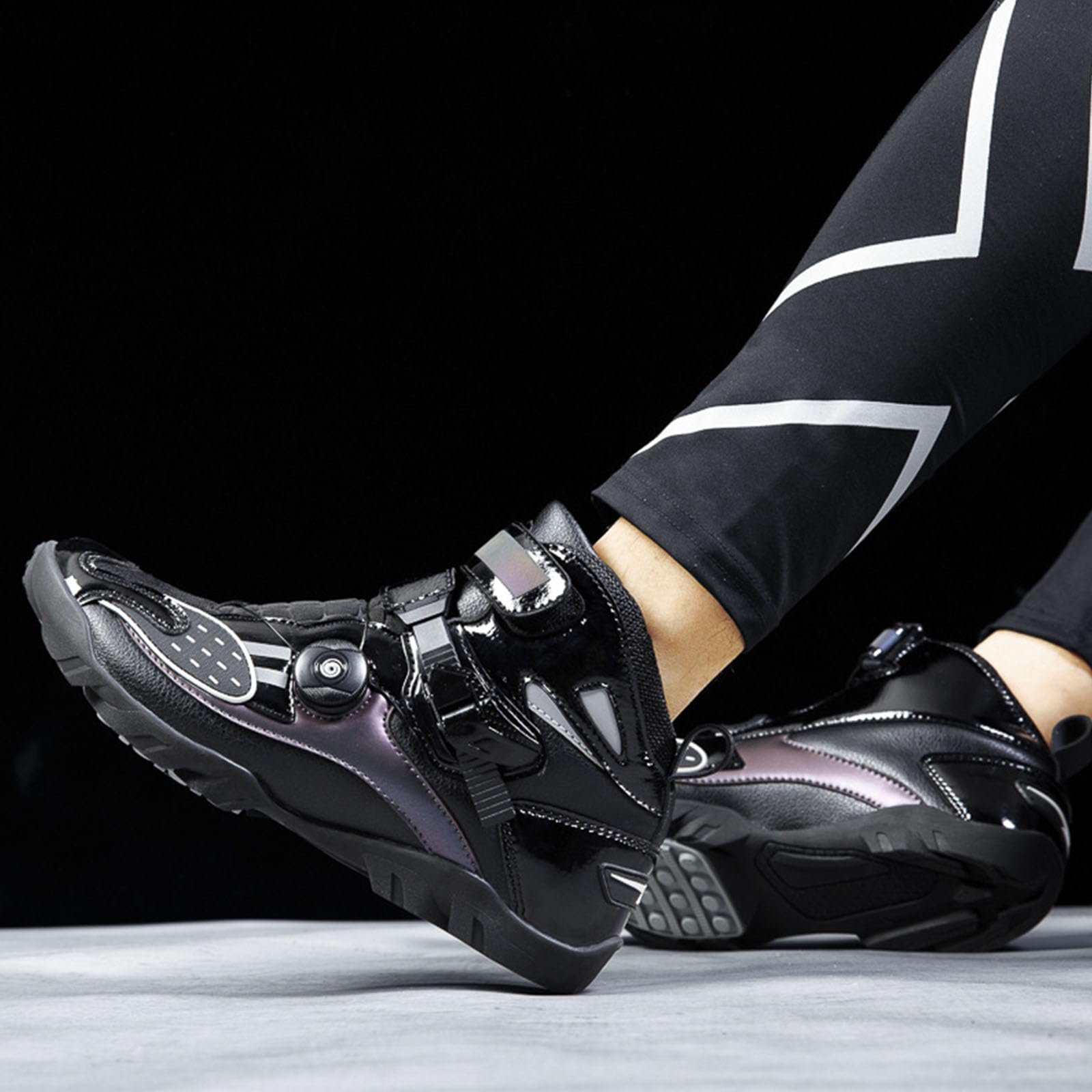 Bota de Motocicleta Hombres, Cuero Impermeable con Ajuste de Engranaje Suela de Goma, Antideslizante Transpirable