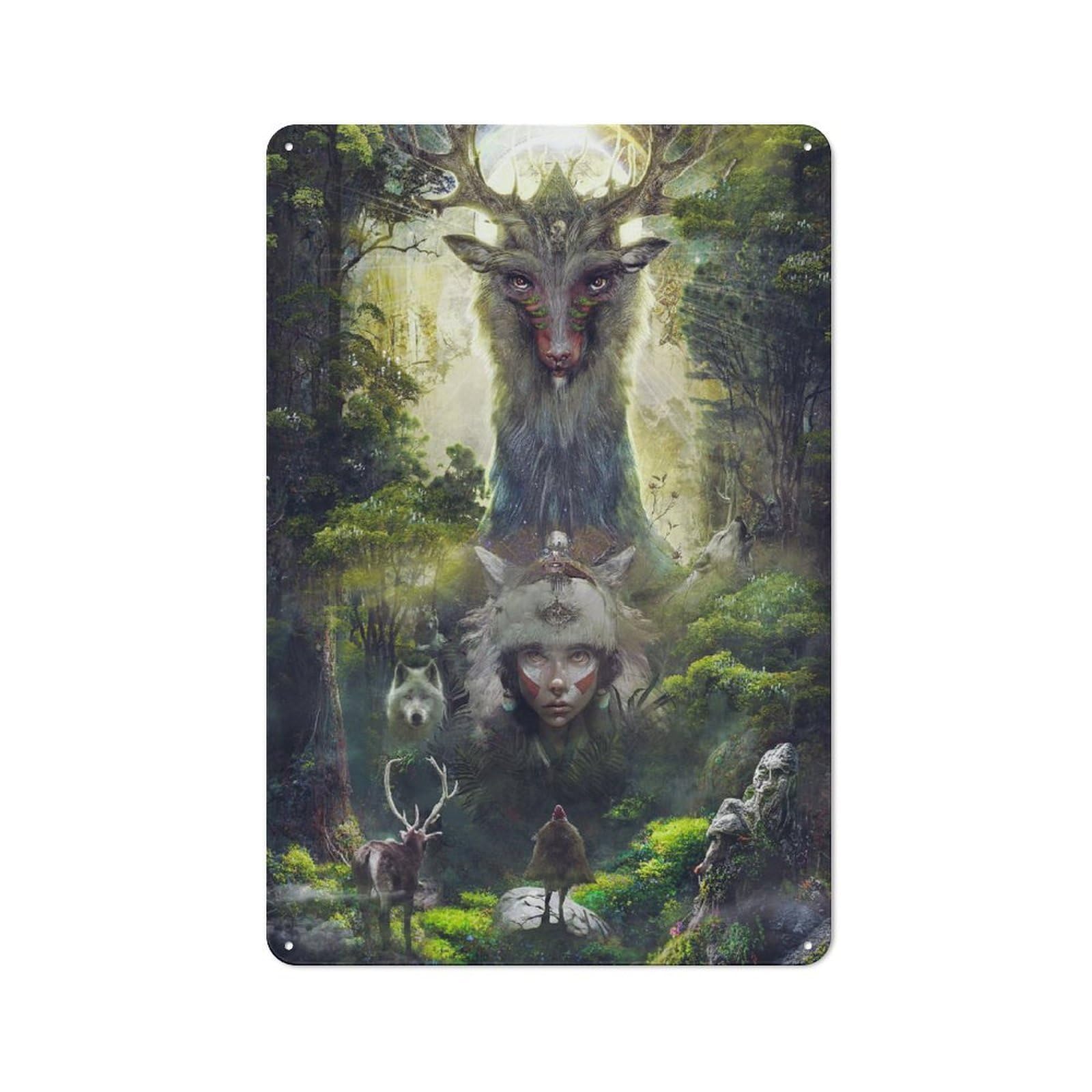 Junmoney Style-16 In The Forest Of The Gods Industrial Metal Wall Decor 30X20cm, Metal Wall Sign For Tool Room, Garage, Studio Or Home Bar