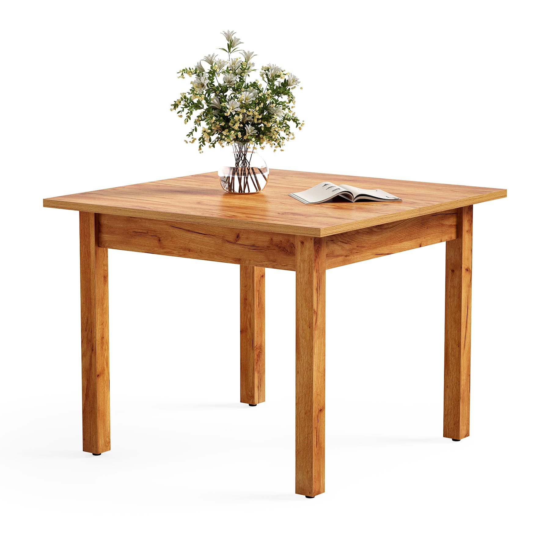 LITTLE TREE 39 Inches Square Dining Table for 4 People, Brown