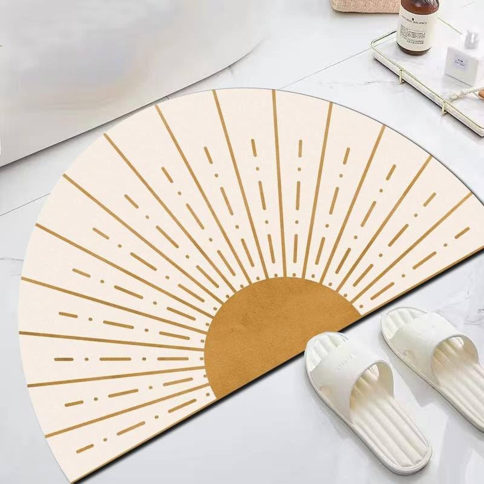 Tapis de bain demi-circulaire pour une sortie de douche sécurisée