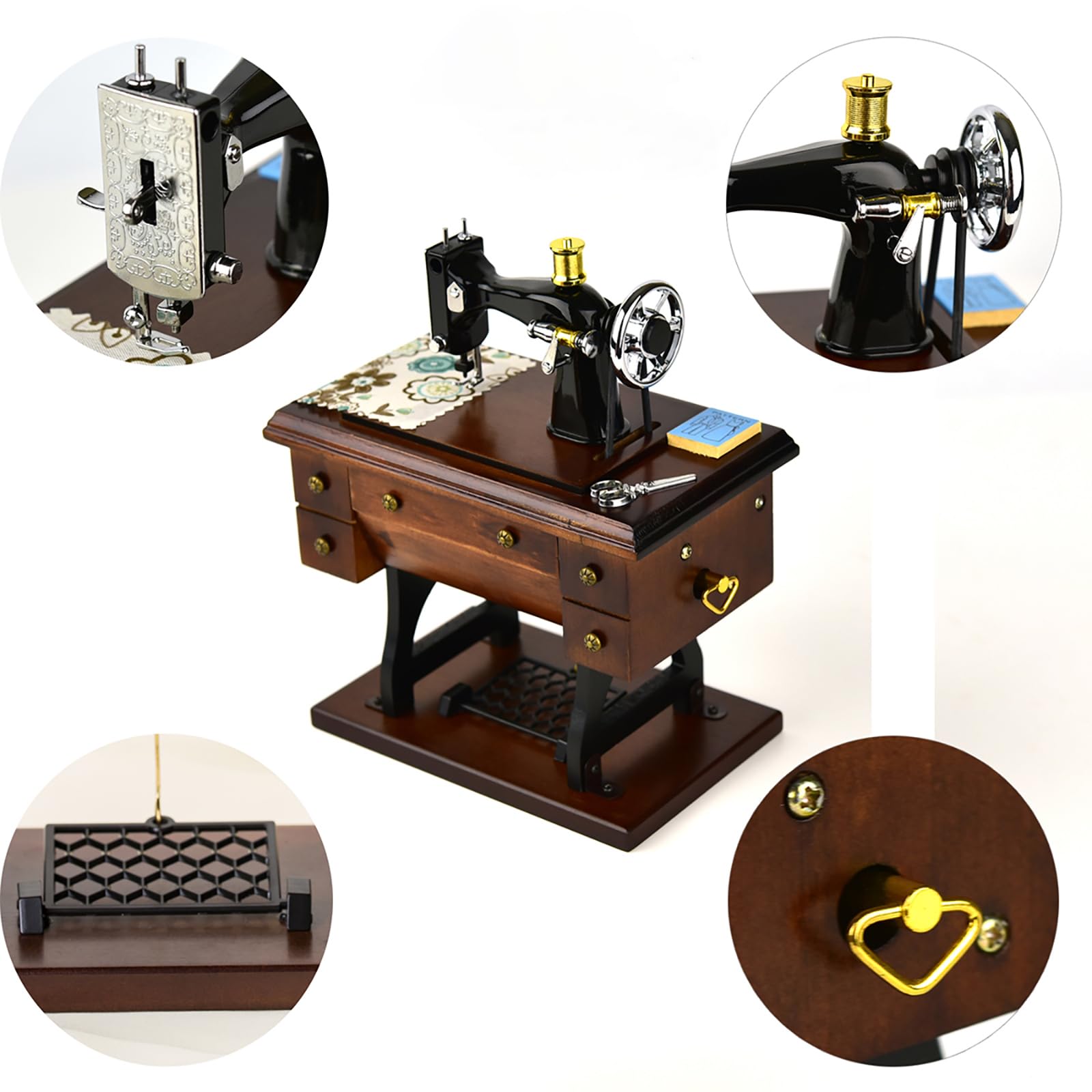 Carillon musicale vintage con macchina da cucire, in legno, meccanico, per festa della mamma, compleanno, per moglie, fidanzata, nonna, mamma, amica, suona la melodia "You Are My Sunshine