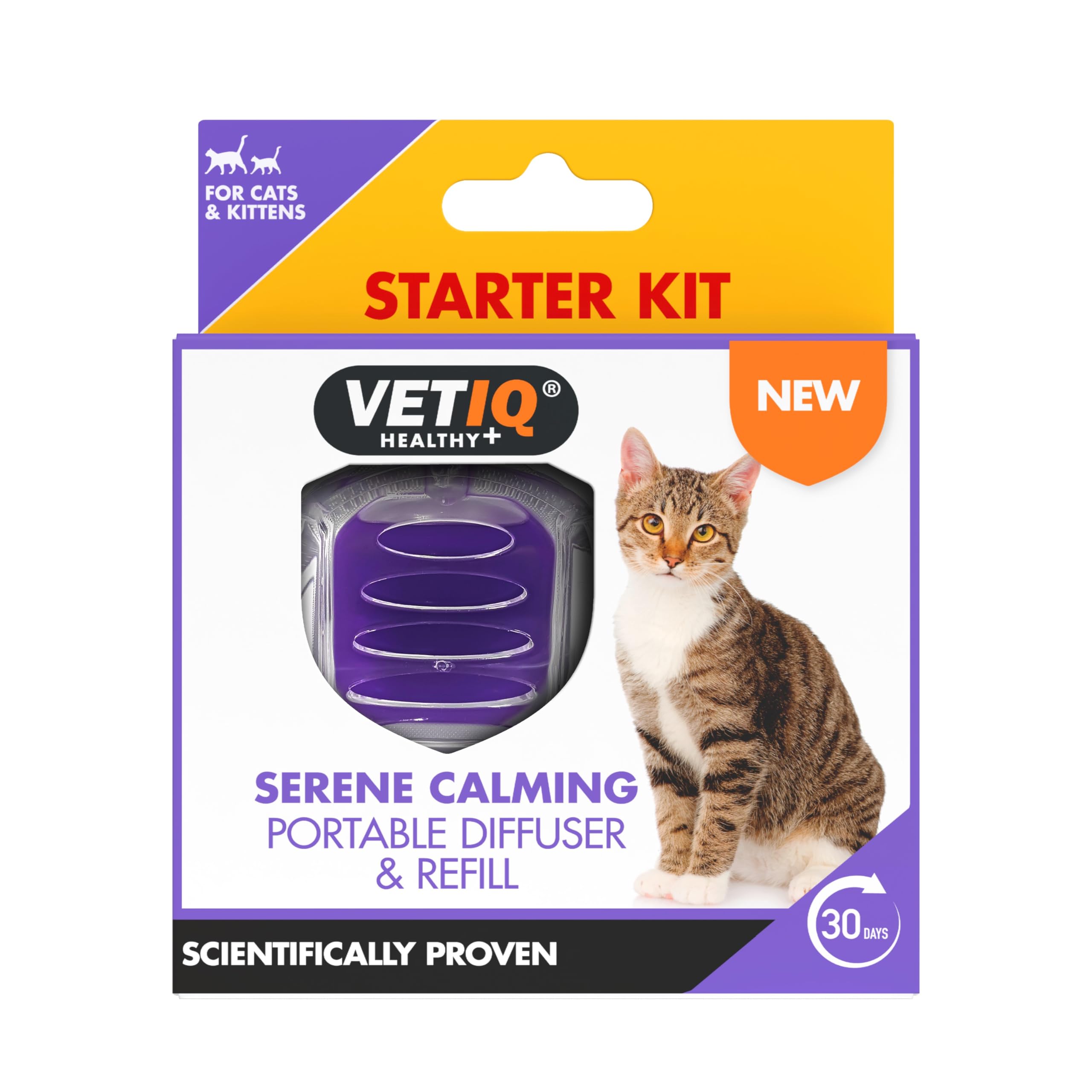VETIQ Serene Calming Portable Diffuser Starter Kit For Cats & Kittens, Help Calm, Relax & Ease Separation Anxiety, Anxiousness or Hyperactivity, No Plugs or Electricity Needed, 6 ml Refill (Pack of 1)