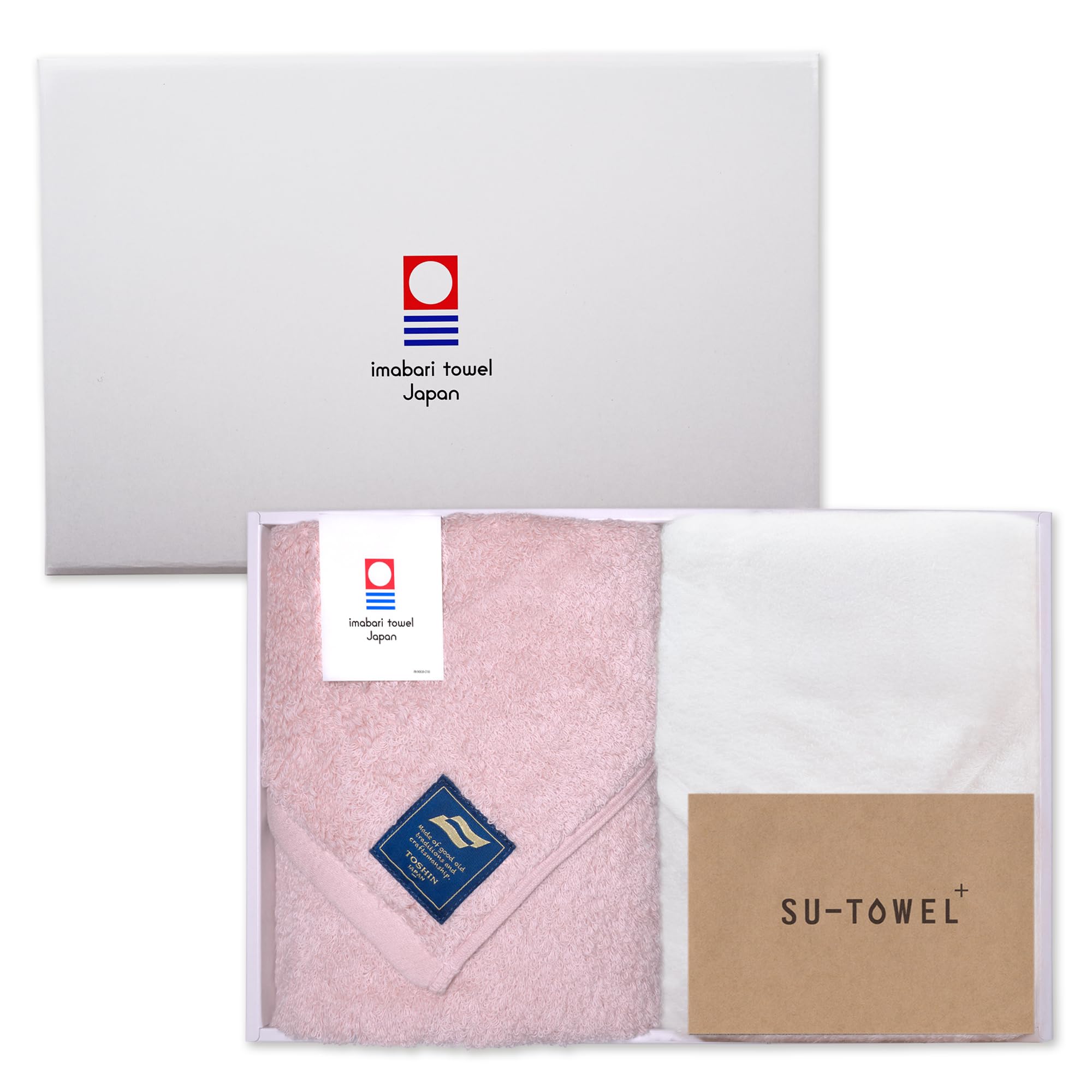 SU-TOWEL+ Imabari Towel Certified Face Towel, 2 Piece Assortment A, 13.4 x 34.6 inches (34 x 88 cm), Antiviral, Antibacterial, Lasting Effectiveness Even When Washed, Prevents Room Drying Odor, Made :