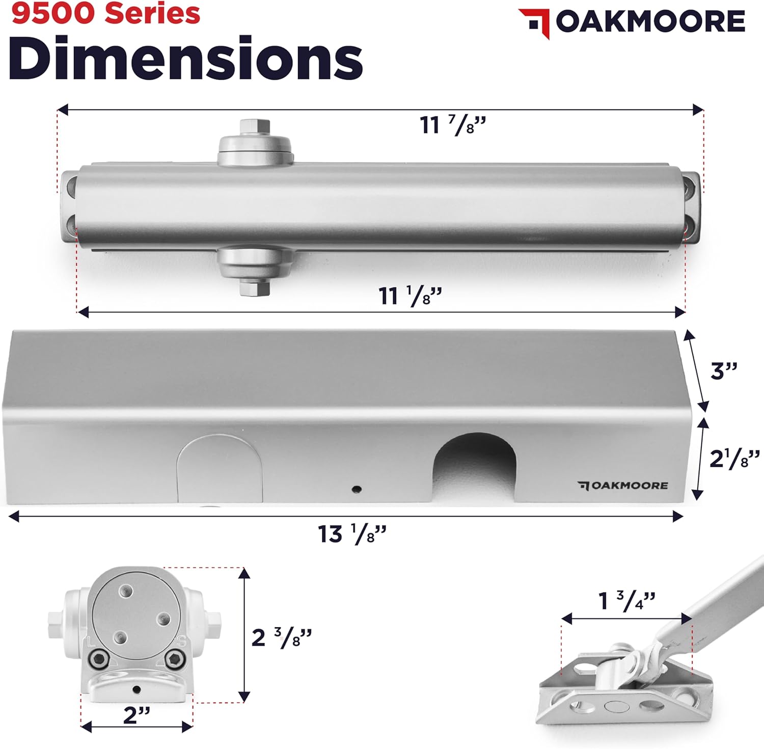 Heavy Duty Commercial Door Closer, Automatic Self Closing Door Hinges, ADA UL Grade 1-6 Listed, Door Closers Commercial High Traffic, Auto Door Closer, Hydraulic Spring Soft Close (Silver)