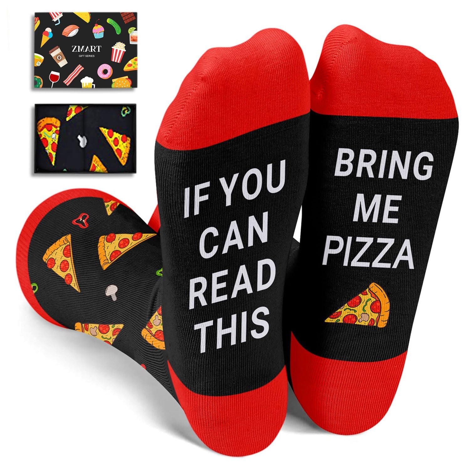 Zmart if You Can Read This - Popcorn Pickle Bacon Avocado Sushi Pizza Socks Gifts for Men
