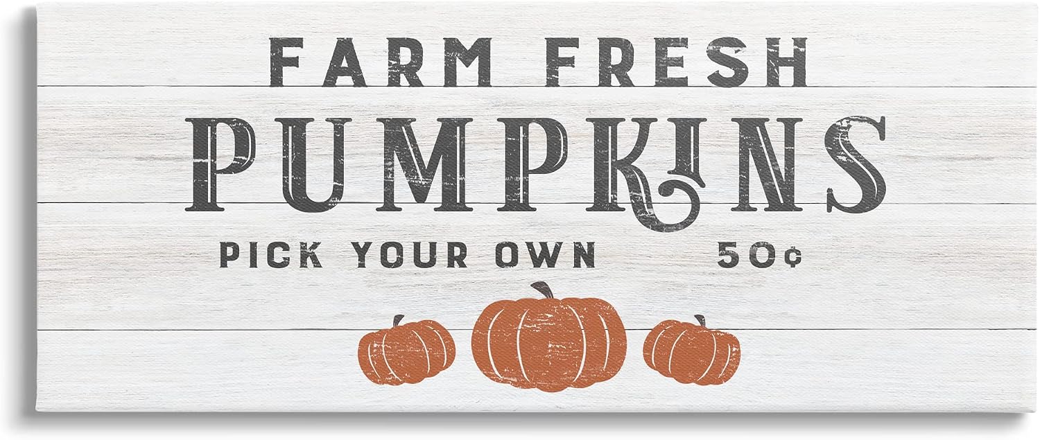 Stupell Industries Farm Fresh Pumpkins Country Sign Canvas Wall Art, Design by CAD Designs