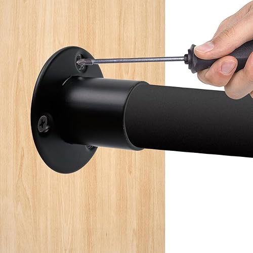 Miniatura 4 de Antrader Soporte ajustable de acero inoxidable de 0.75 pulgadas de diámetro, color negro mate, soporte de brida para barra de armario, soporte