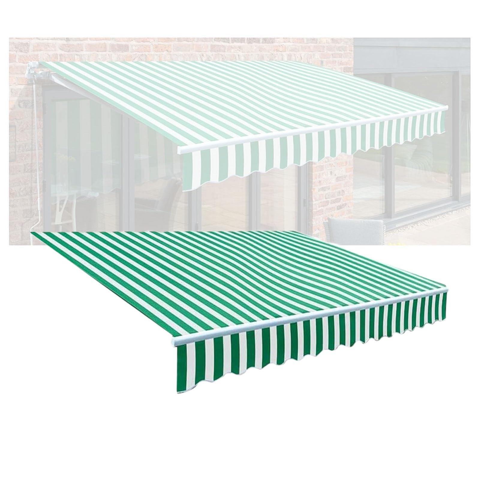 ZFUCMAYL Awning Replacement Fabric(Frameless),Replacement Canopy Top Cover Canvas,Many Sizes Replacement Canvas with Front Valance for Window Door Market(9.8x6.5ft)