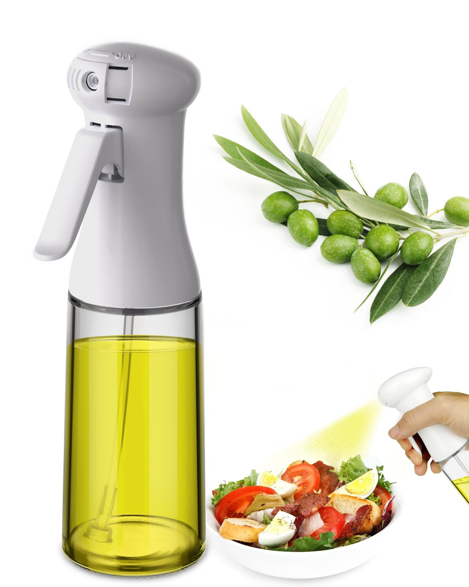 Spruzzino Olio, Nebulizzatore Olio per Friggitrice ad Aria, 200ML Olio Spray, Protezione Dalla Polvere Spruzzatore Olio