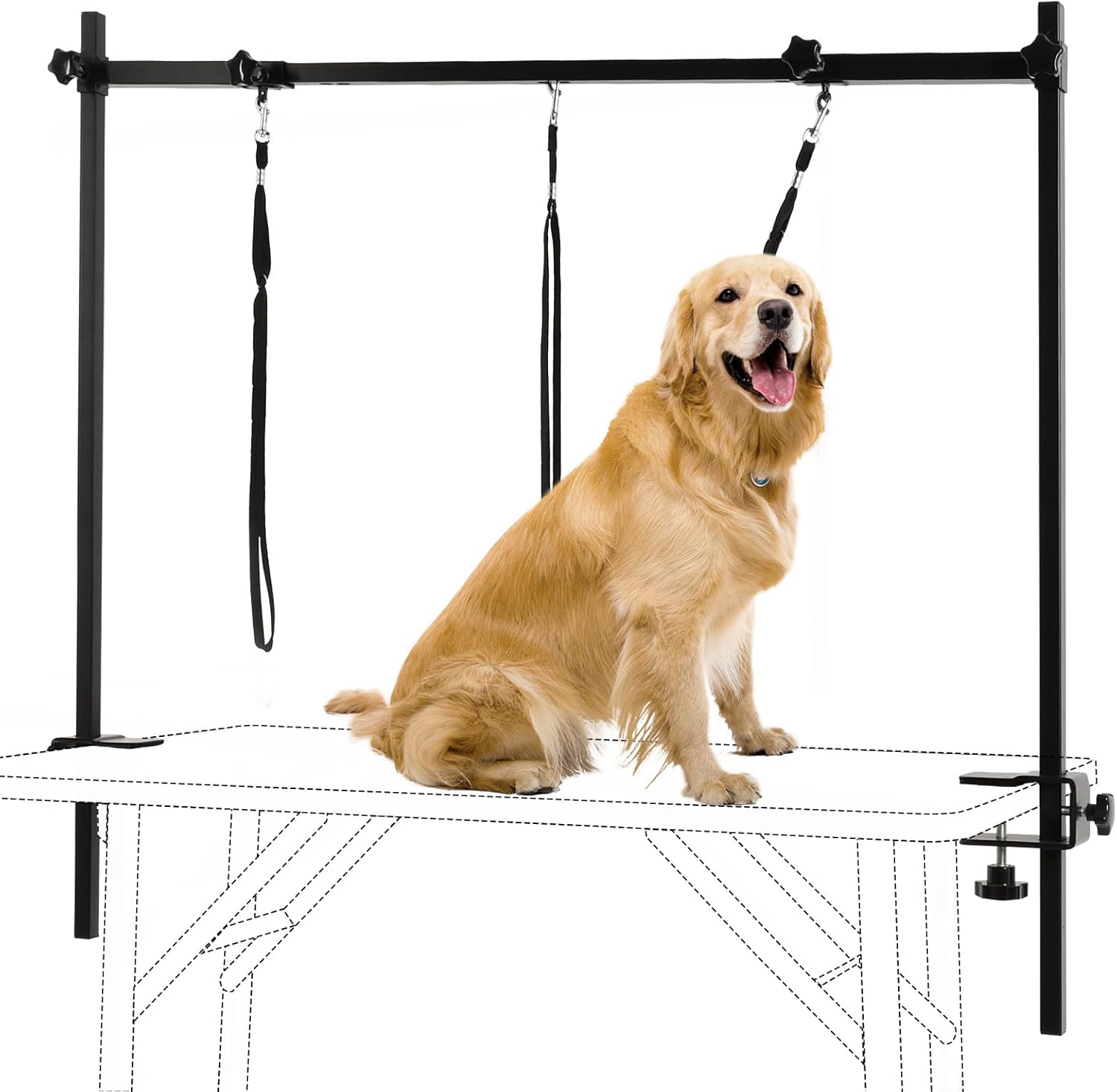 KELIXU Dog Grooming Arm with Clamps H Shape, Pet Grooming Table Arm with 3 Loop