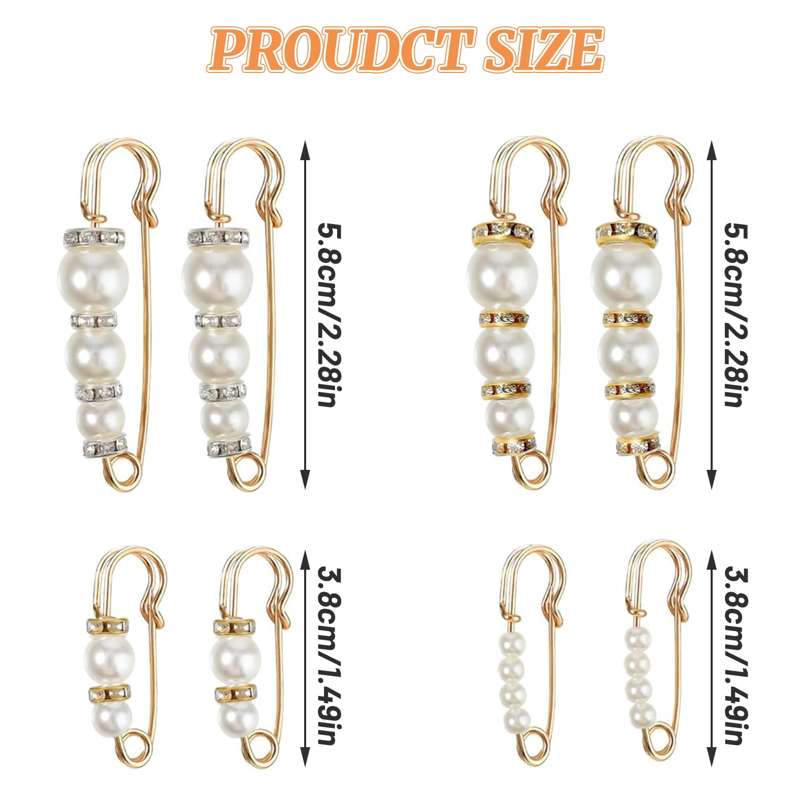 20x Sicherheitsnadeln Mit Strass - Gold & Silber Für Kleidung & Accessoires