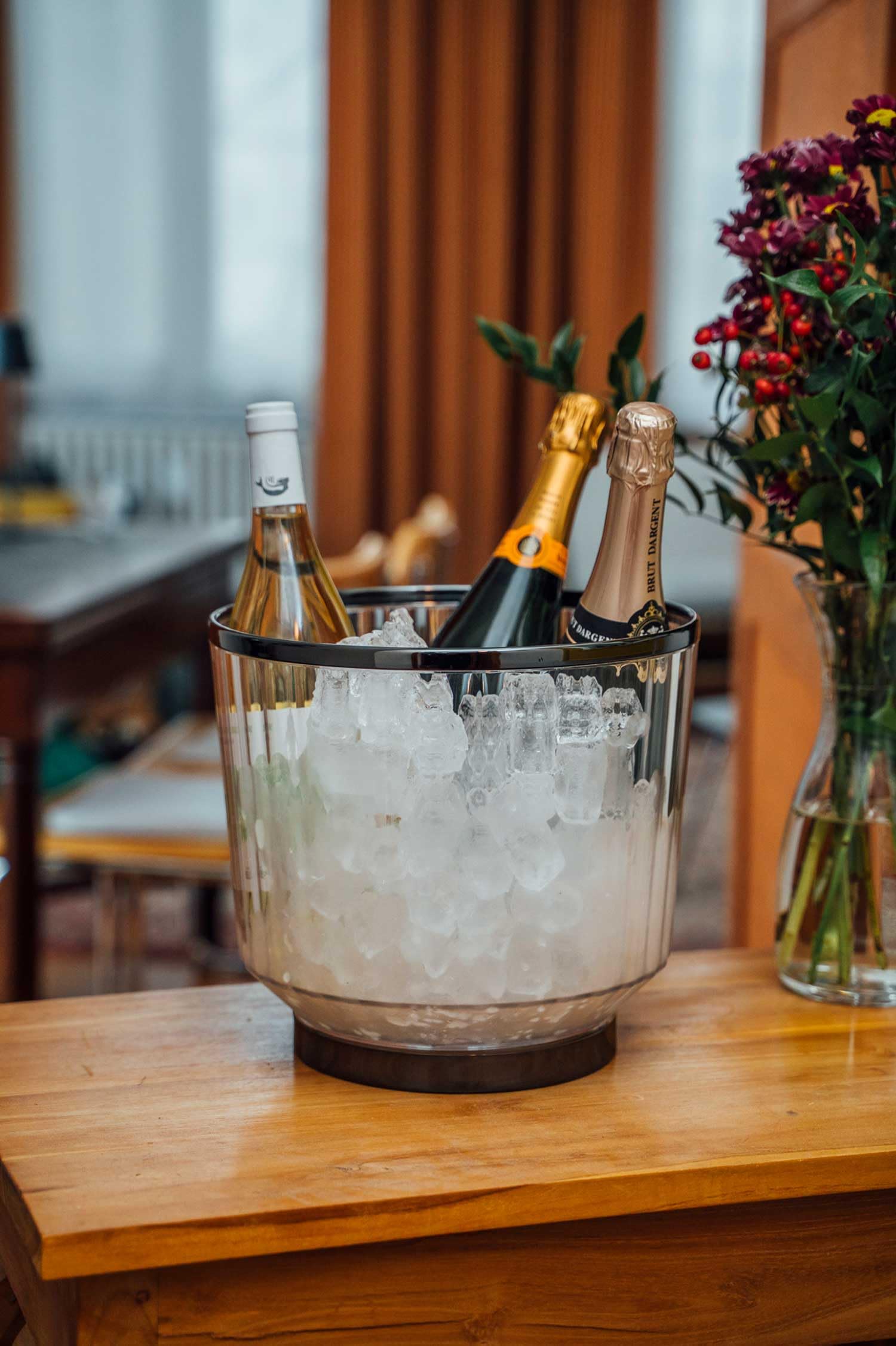 APS 36160 « AUREO » Seau à vin/à champagne, Ø 28 cm, H : 25 cm, 10 litres, polycarbonate, bord + anneau de fond, aspect bronze à canon, revêtement galvanisé, empilable