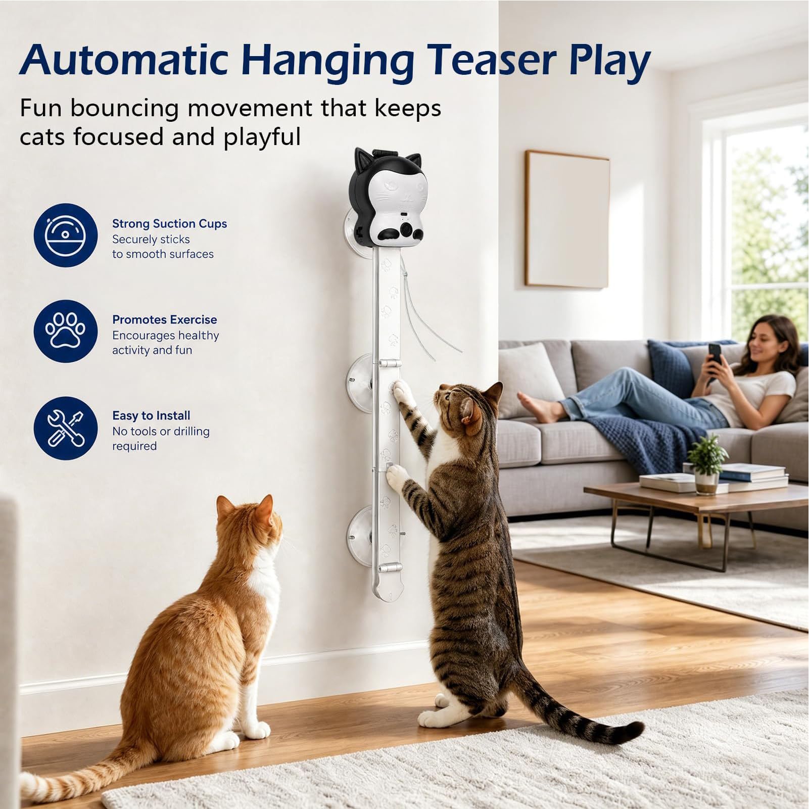 Jouet Interactif Automatique pour Chat, 2 Modes, Batterie 1200 MAh