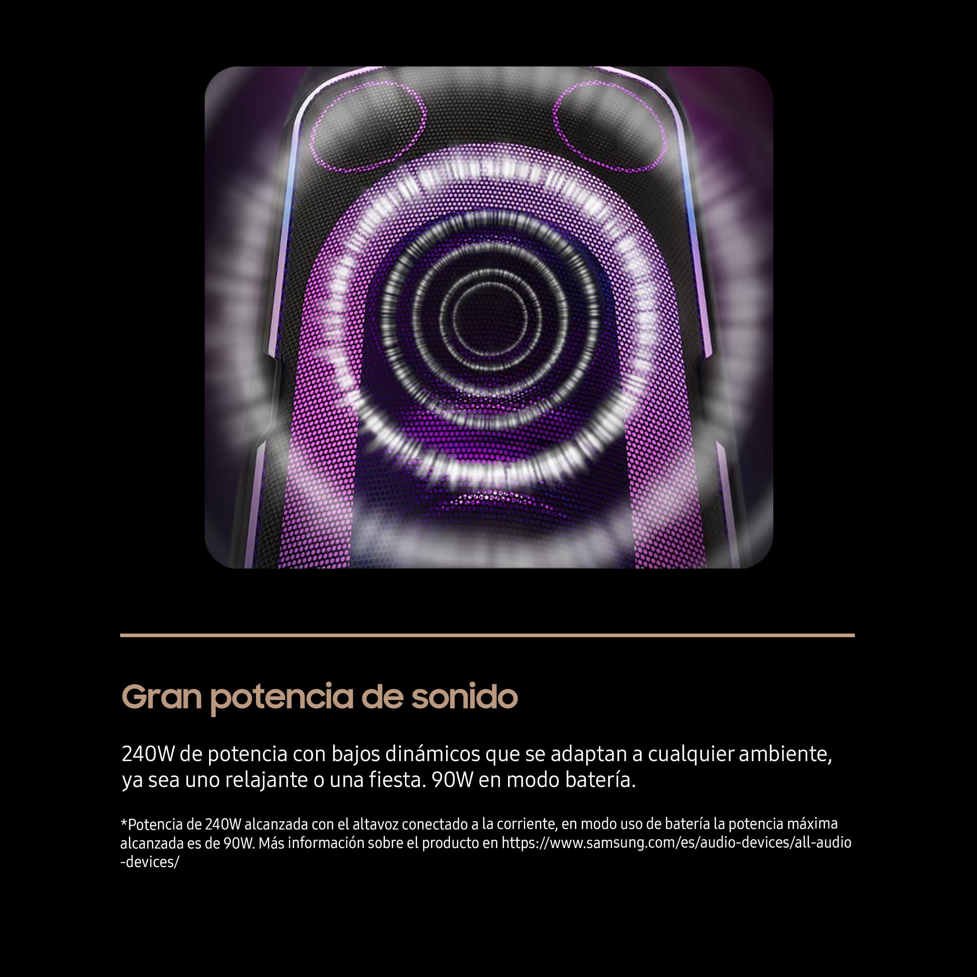 Samsung Tour de Son MX-ST50F/ZF, 240 W, lumières, 18 h d'autonomie, 3 Modes de Base, certifié IPX4, Sound Tower App