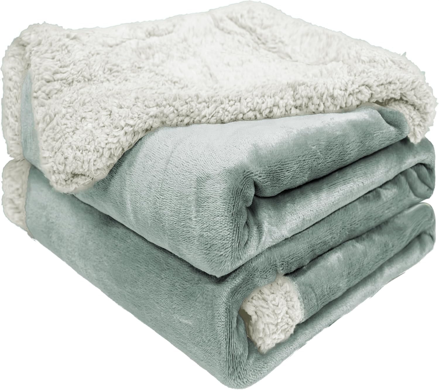 BESCH Manta Borreguillo para Sofá, Cama 130x160cm Ultra Suave, Cálida y Mullida, Manta Sherpa Polar Borreguito, Mantas Sofa de Doble Capa Reversible (Verde)