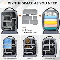 Vista 6 de SDYSM - Mochila profesional para cámara DSLR, SLR, mirrorless, impermeable, con compartimento para laptop de 14 pulgadas, cubierta contra la lluvia