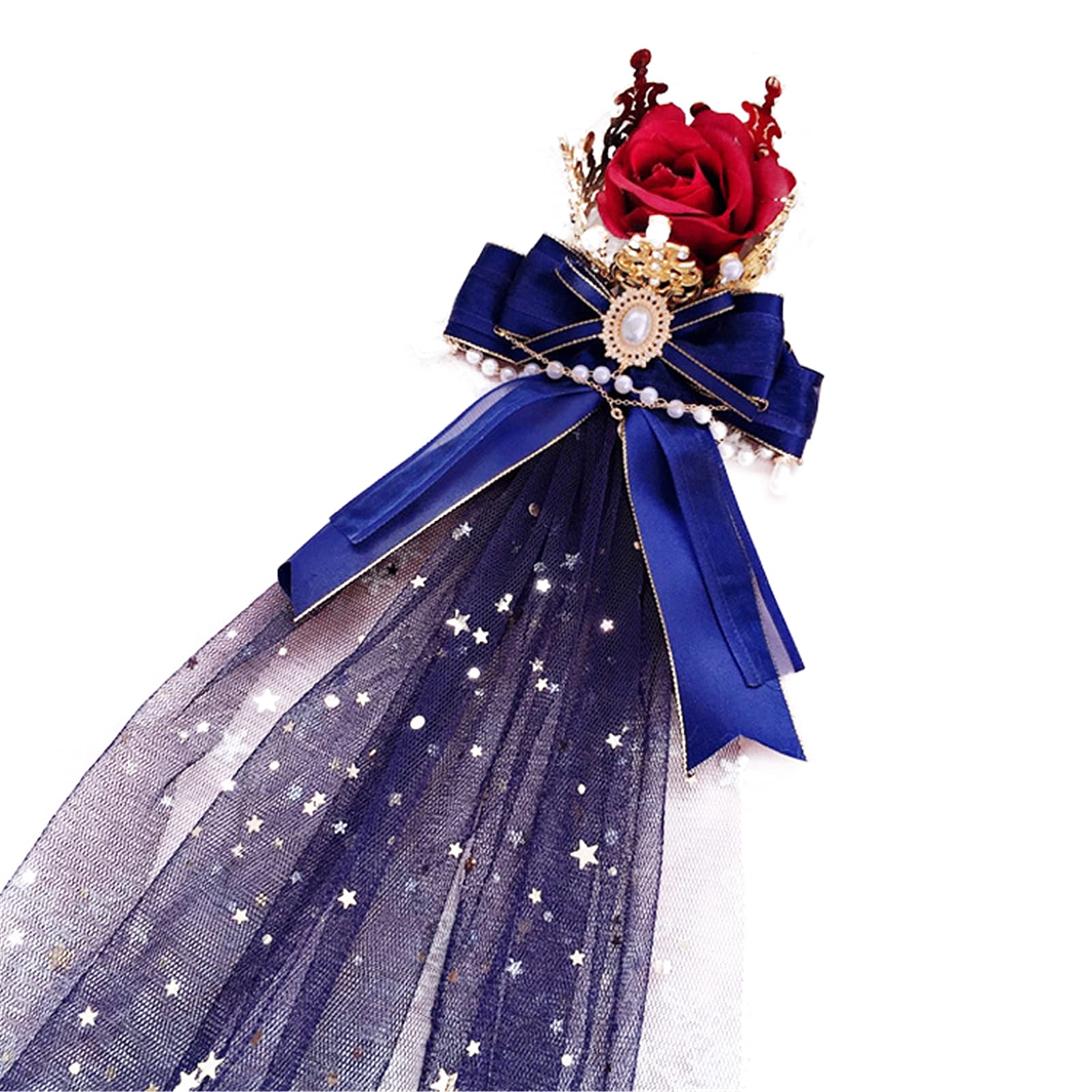 Lolita Vintage Tiara Crown Lace Veil Drop Bow Hair Clips Tea Party Royal Style Cosplay Hair Accessories