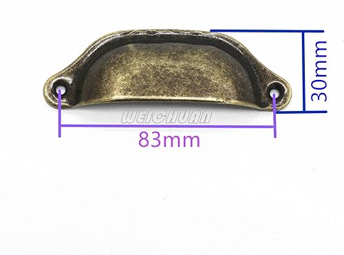 Miniatura 2 de WEICHUAN 20 tiradores de bronce antiguo para cajones de hierro – Armarios de cocina vintage, muebles, armario, medicina, tirador (longitud: 3.780 in