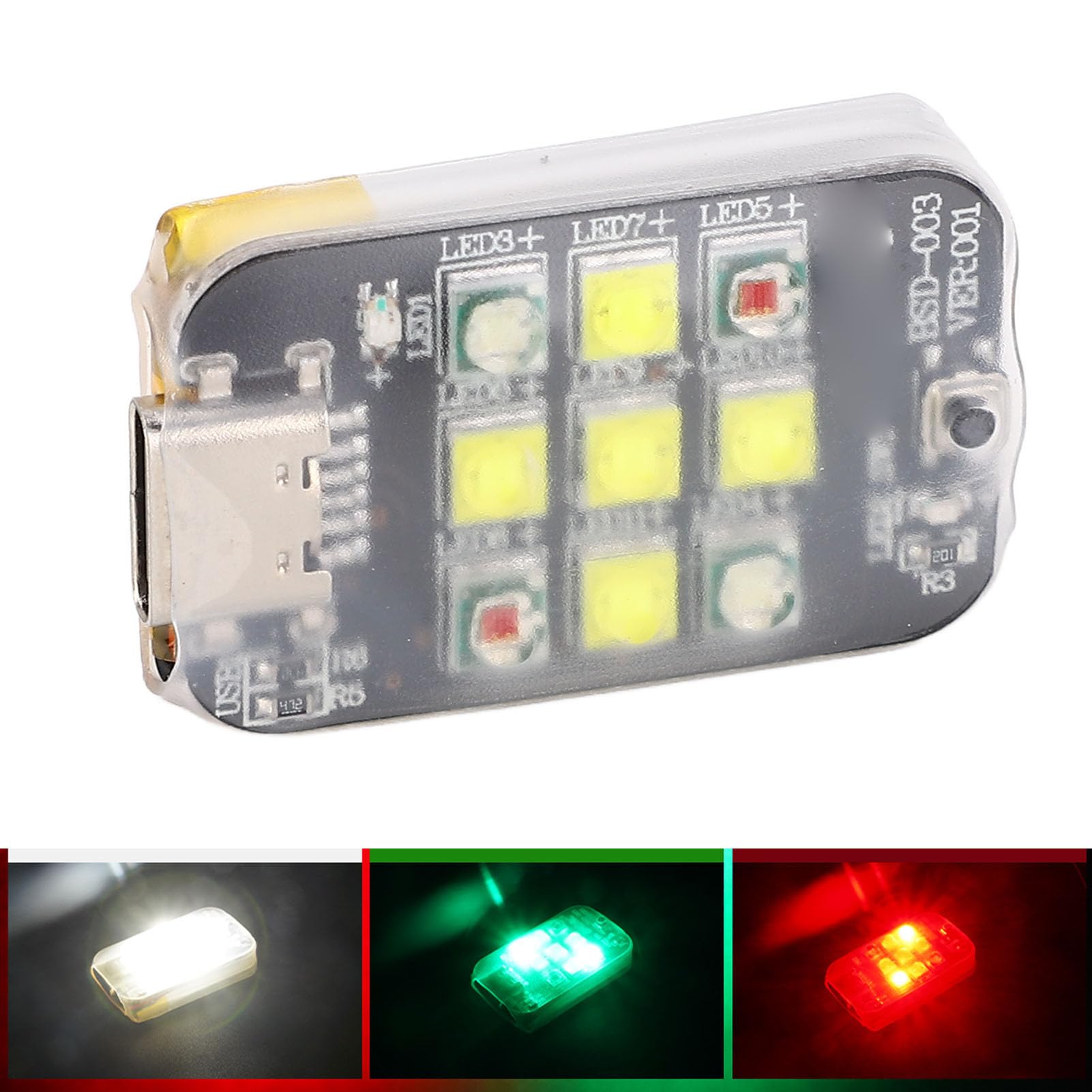 Jeffergarden Luce Stroboscopica per Drone, Luce Anticollisione PCB a 9 LED, Luci Drone Ricaricabili da 300 MAh per Volo Notturno, visibilità 6 Km, 9,4 G per Avata 2 Air 3 Mini 3 Pro