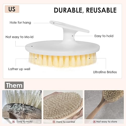 Miniatura 10 de Cepillo de limpieza de ducha de mano de silicona suave exfoliante y masaje suave para todo tipo de piel negro