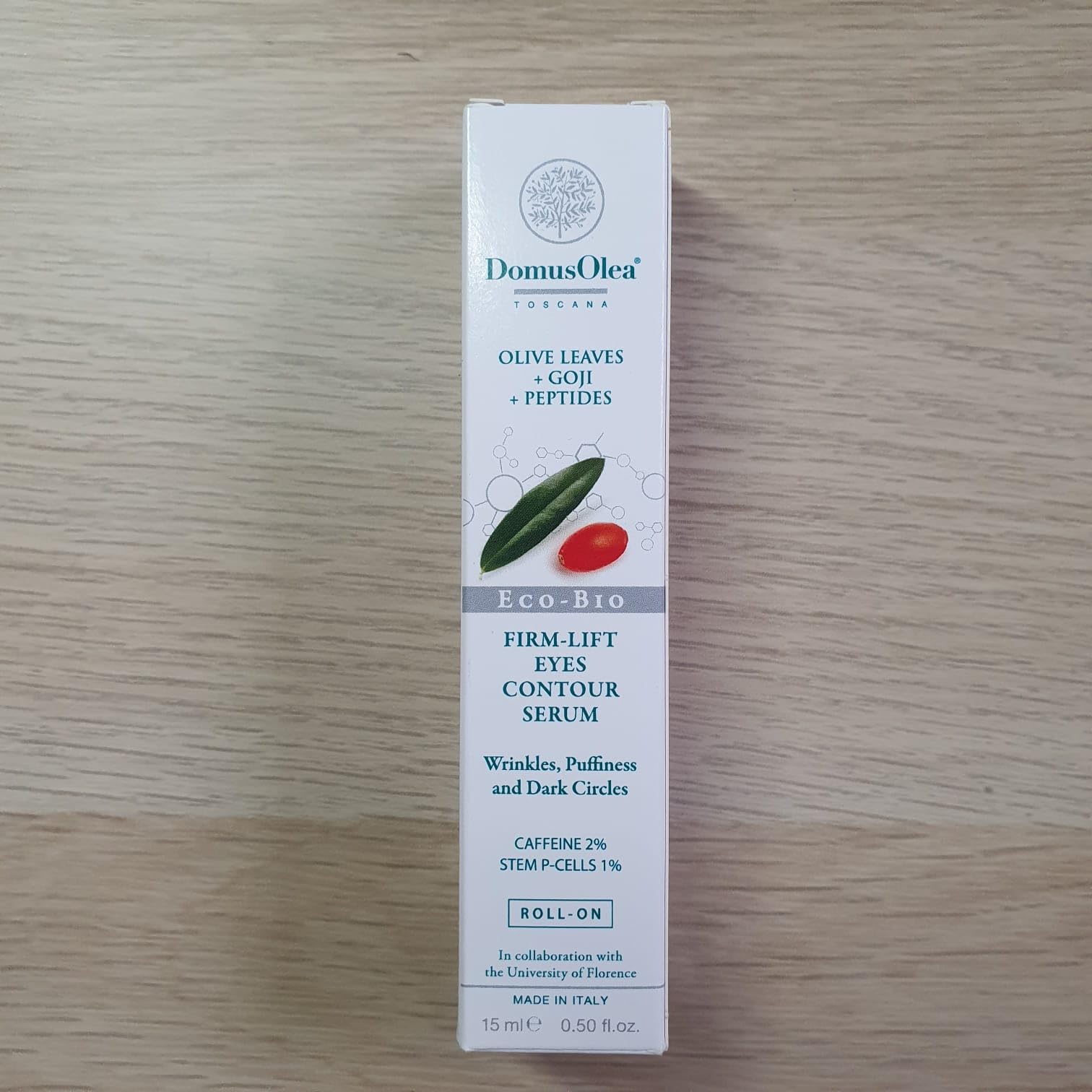 SIERO CONTORNO OCCHI RASSODA-LIFT – Anti-Rughe, Anti-Occhiaie - Defaticante e Illuminante – Con Caffeina 2%, Staminali P-Cell 1% e Peptidi – Roll on 15ml – ECO-BIO - Domus Olea Toscana