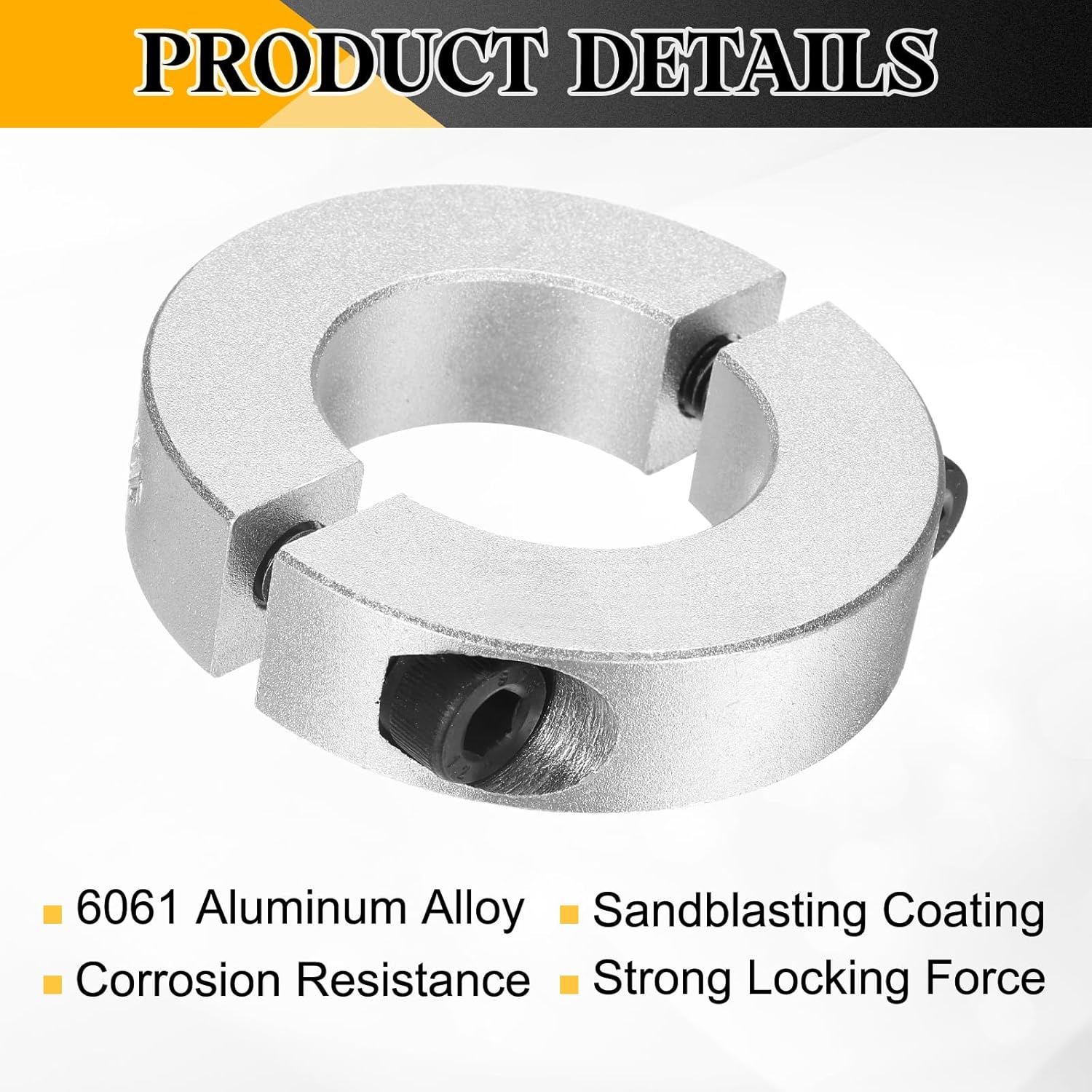 uxcell 6 Pcs Double Split Shaft Collar, 38mm Bore Two Piece Clamping Collar 70mm OD 18mm Thickness, Aluminum Alloy Set Screw Split Collar