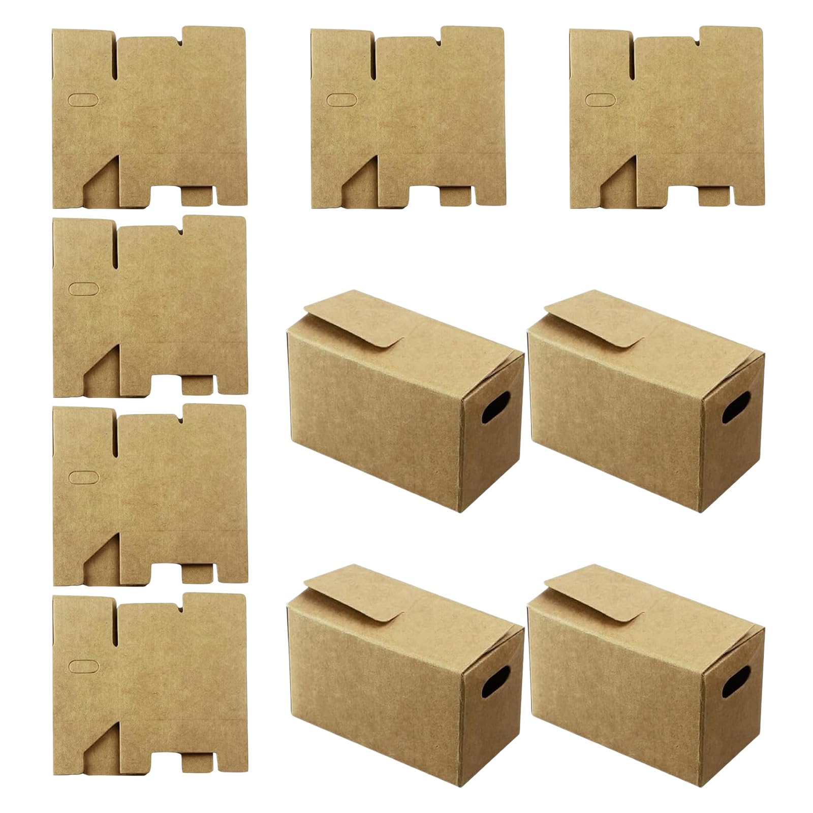 Xjdzineq Of 6 Versatile Krafts Paper Small Boxes Organization Solution Simple Foldable Structure Storage Containers Home Storage Solution