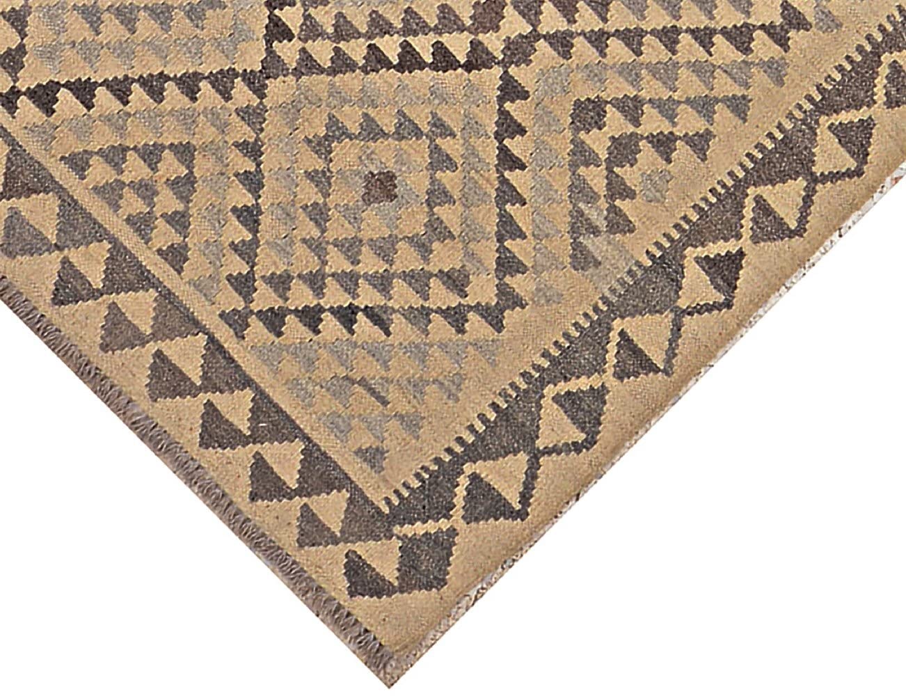 Afghan Kelim Old Style Natural Tapis tissé à la main Beige géométrique 100 x 200 cm