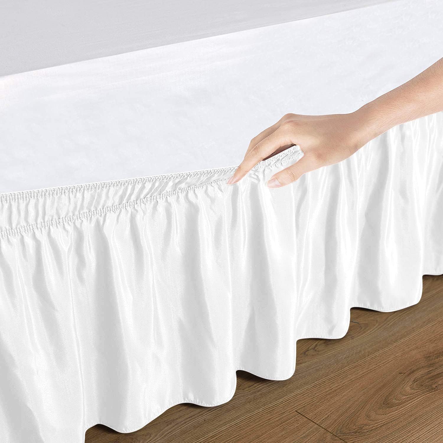 800 Thread Count Egyptian Cotton Wrap Around Bed Skirt with Easy Fit 16" Inch Drop Lenght Bed Skirt - Full Size (54'' x 75'') Inch, White Solid