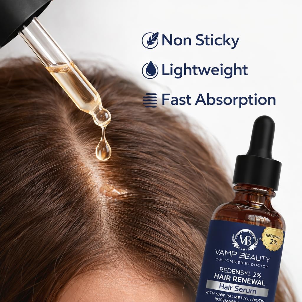 Redensyl 2% Hair Growth Serum | With Biotin, Rosemary & Moringa | Reduces Hair Fall, Boosts Regrowth | Non-Sticky, Water-Based | For Men & Women | 50ml