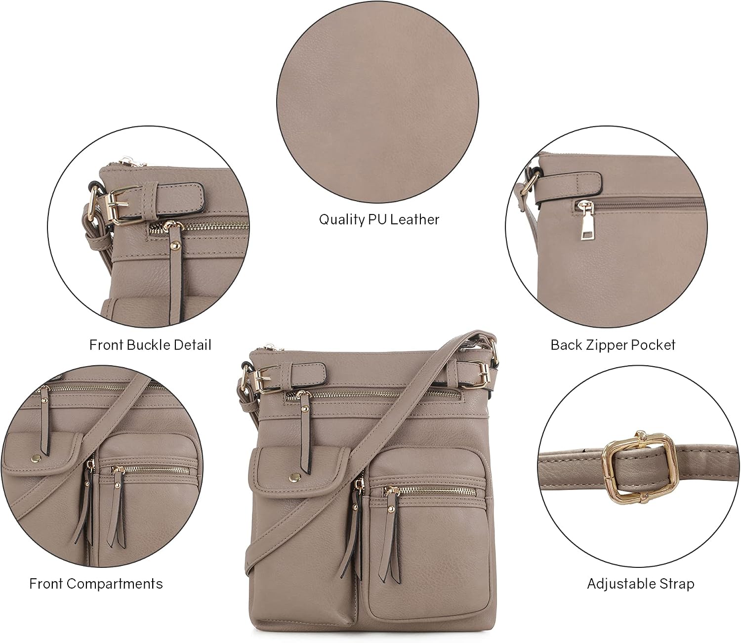 SG SUGU Katie Lightweight Medium Crossbody Bag Shoulder Bag with Multi Pocket for Women