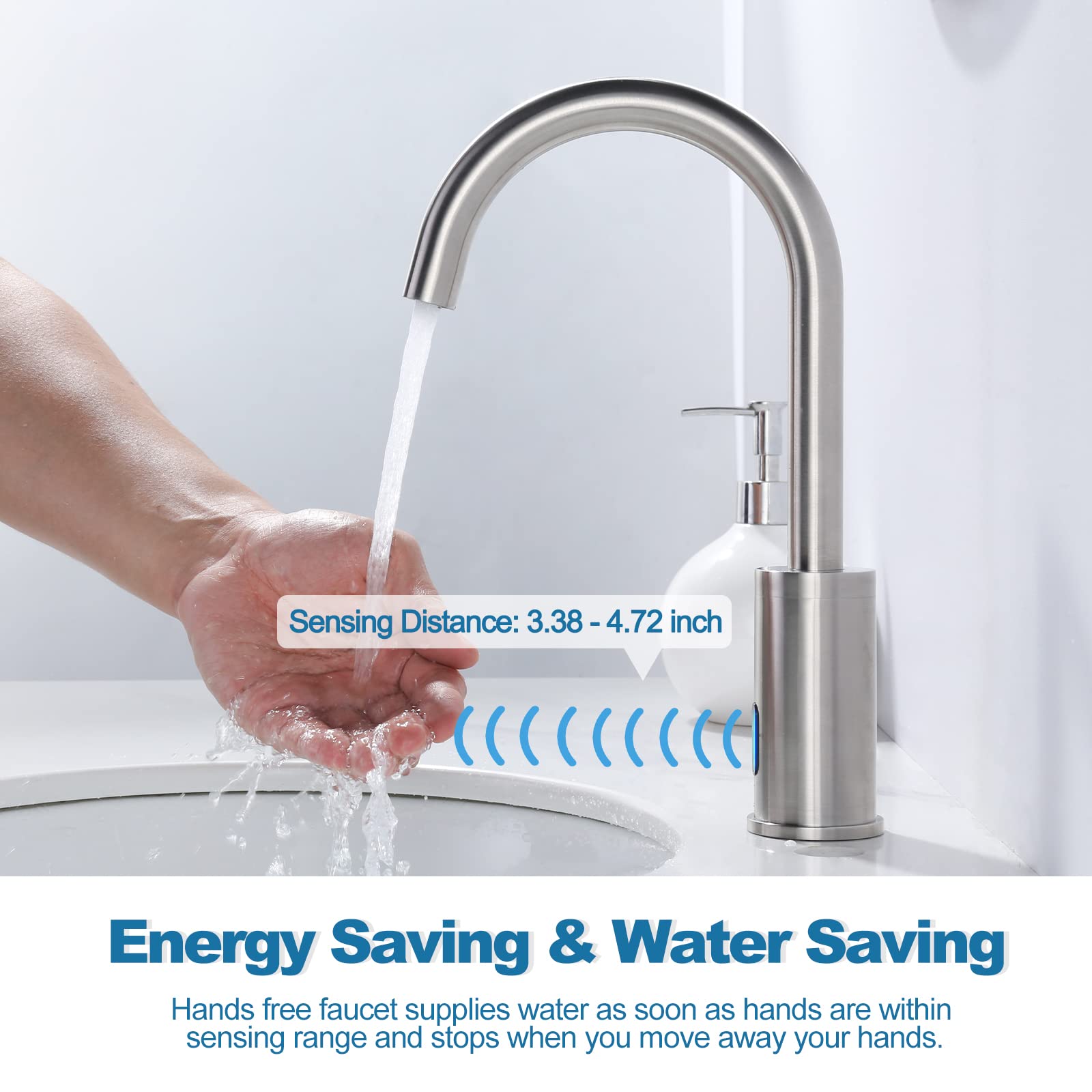 Amazon | WOWOW 自動センサーバスルーム蛇口 つや消しニッケル タッチ