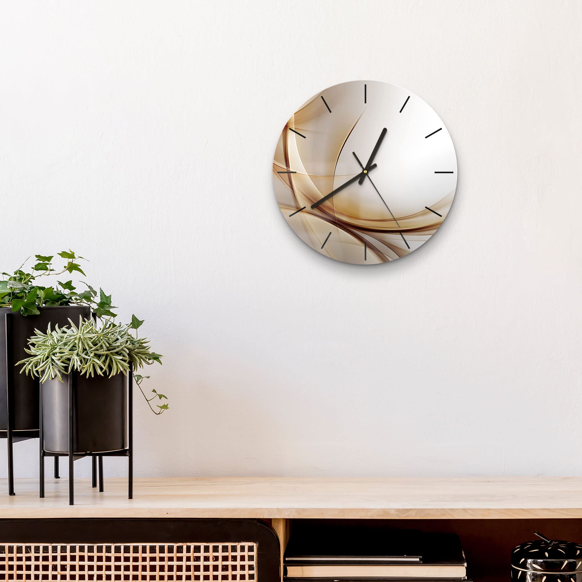 DEQORI Glazen klok | 30 x 30 cm | Motief elegant vectordesign | opvallend stil design klok van glas | wandklok voor woonkamer en keuken | moderne blikvanger klok voor de muur