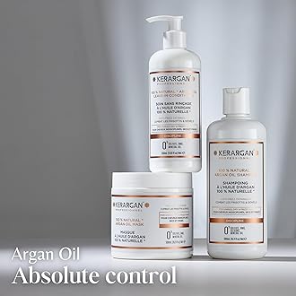 Kerargan - Disciplining Argan Oil Mask for Unruly, Dry and Curly Hair - Nourishes, Fights Frizz, Detangles - Sulphate-Free GMO, Mineral Oil - 500ml