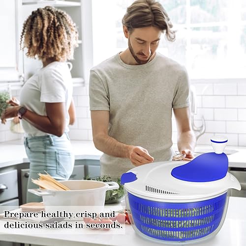 Miniatura 6 de Ourokhome Lavadora de secadora giratoria de ensalada, manivela grande con cuenco y colador, fácil de limpiar, lavar, secar verduras, frutas,