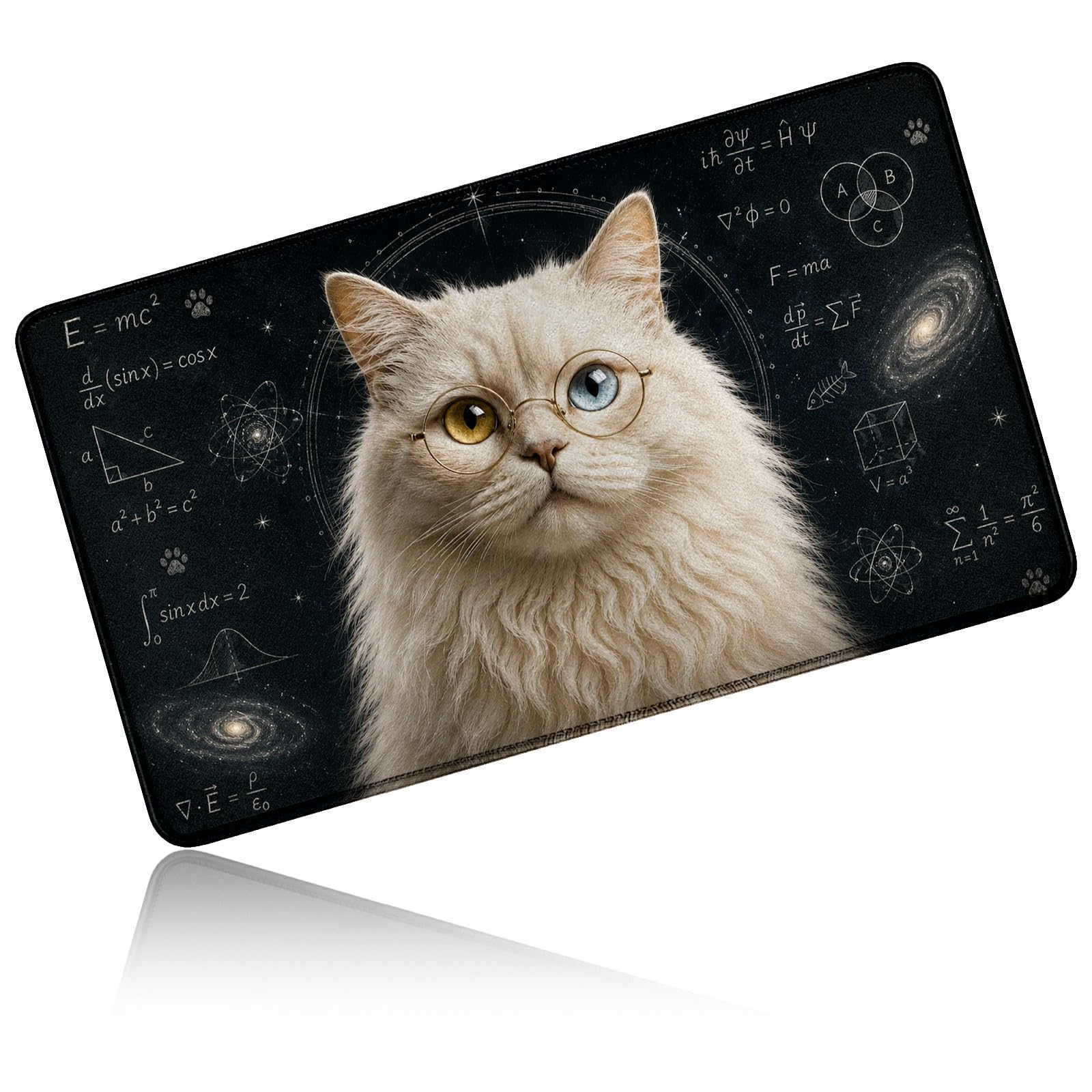 Dikoer for MTG/TCG Playmat 24" x 14" Commander Deck Mat, Glasses Cat