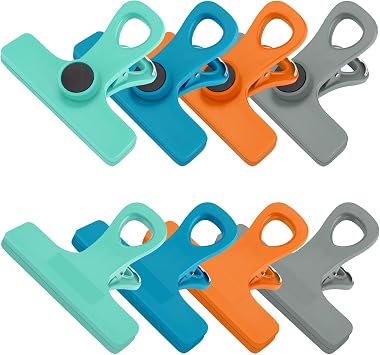 TACGEA Chip Clips, Magnetic Bag Clips with Air Tight Seal for Food Storage, 8 Pieces, Multicolor