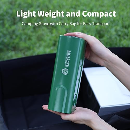 Miniatura 2 de INFOOD Estufa portátil de gas butano para campamento, diseño plegable compacto de 7500 BTU con bolsa de transporte para mochileros, viajes de
