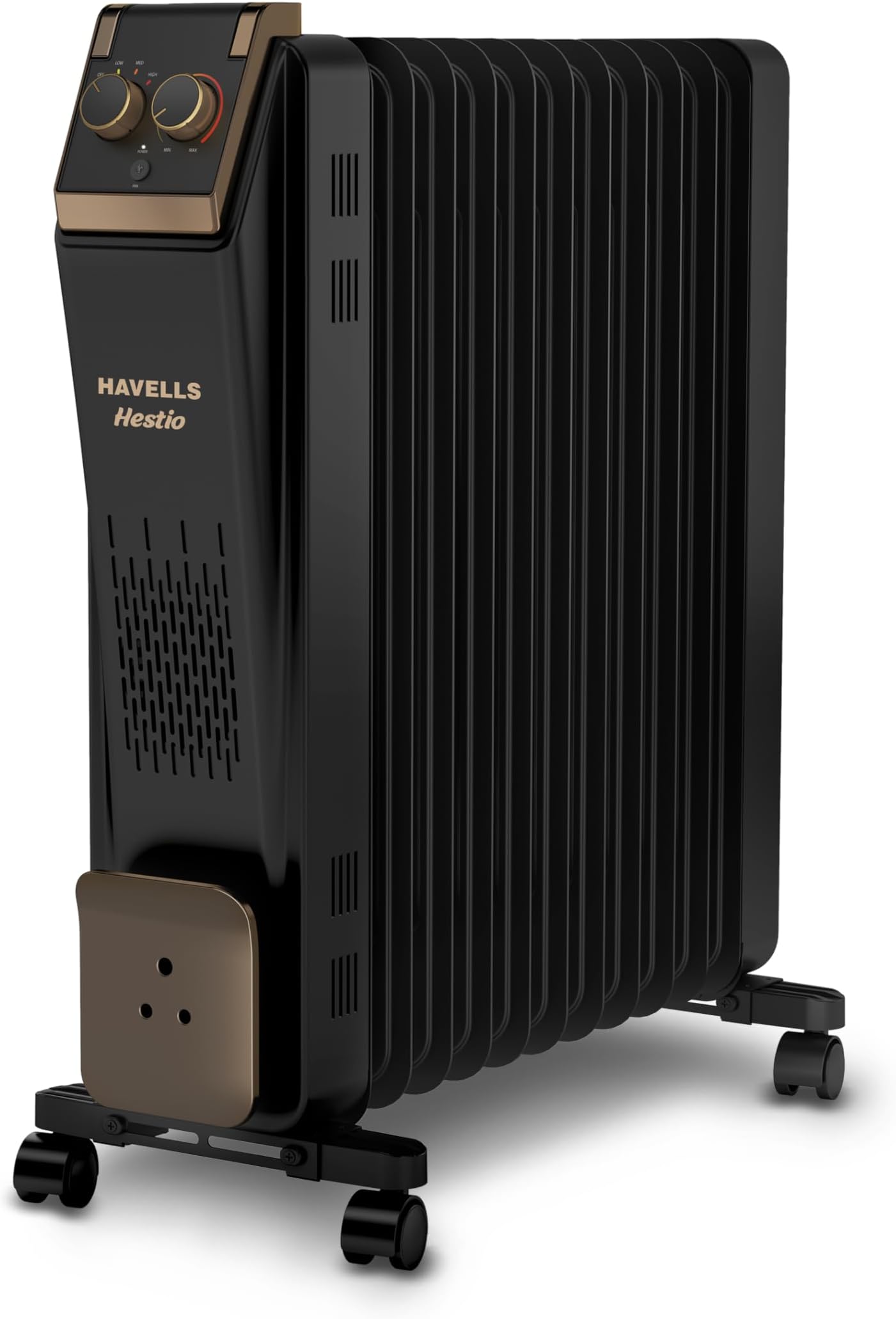 Havells 11 Fin Oil Filled Room Heater (OFR) | Advanced New U-Tech Fast Heating Fins with 10-Year Warranty | 2900W | ISI Approved | PTC Fan Heater | Inclined Control Panel | Black