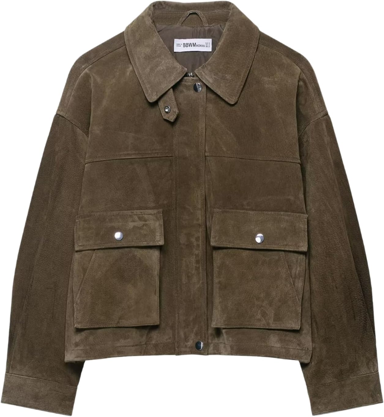 Suede Jacket Women Brown Long Sleeve Lapel Zip Up Faux Suede Jacket Women 2025