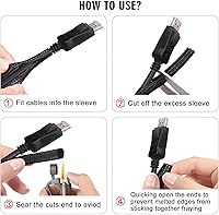 Vista 7 de Malla protectora de cable de 25 pies y 1/4 de pulgada, abierta, para cable USB, cable de alimentación, de audio, funda de cable para gestión