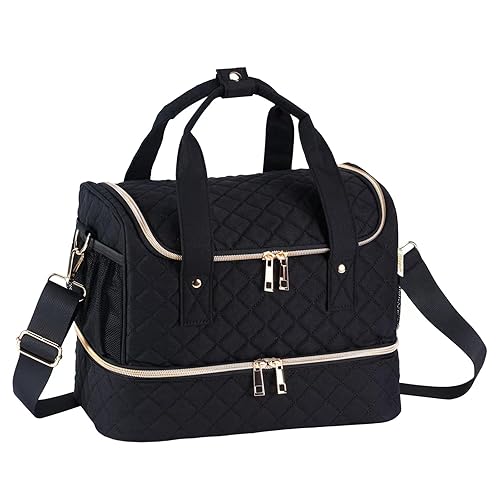 Miniatura 8 de Bolsa organizadora de esmalte de uñas, se adapta a una lámpara de uñas y 50 botellas, elegante almacenamiento de esmalte de uñas con bolsillos