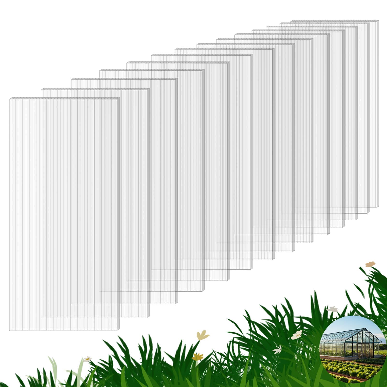 FAHKNS 14 Pack Polycarbonate Greenhouse Panels