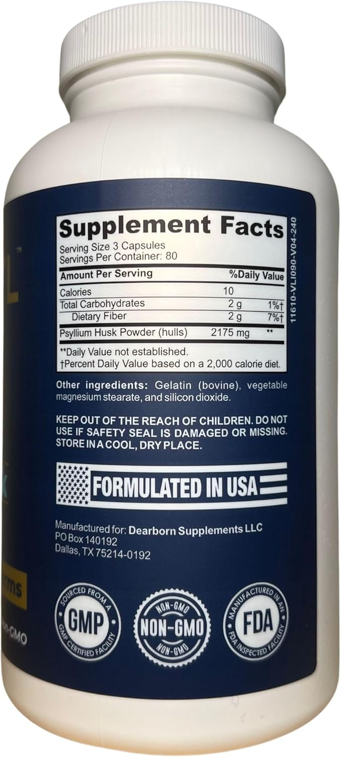 TRTL Psyllium Husk Capsules – 240ct | Fiber Supplement for Gut Health Support & Digestive Regularity | Packaged & Tested in USA, Non-GMO | 2.2g Fiber per Serving - Image 2