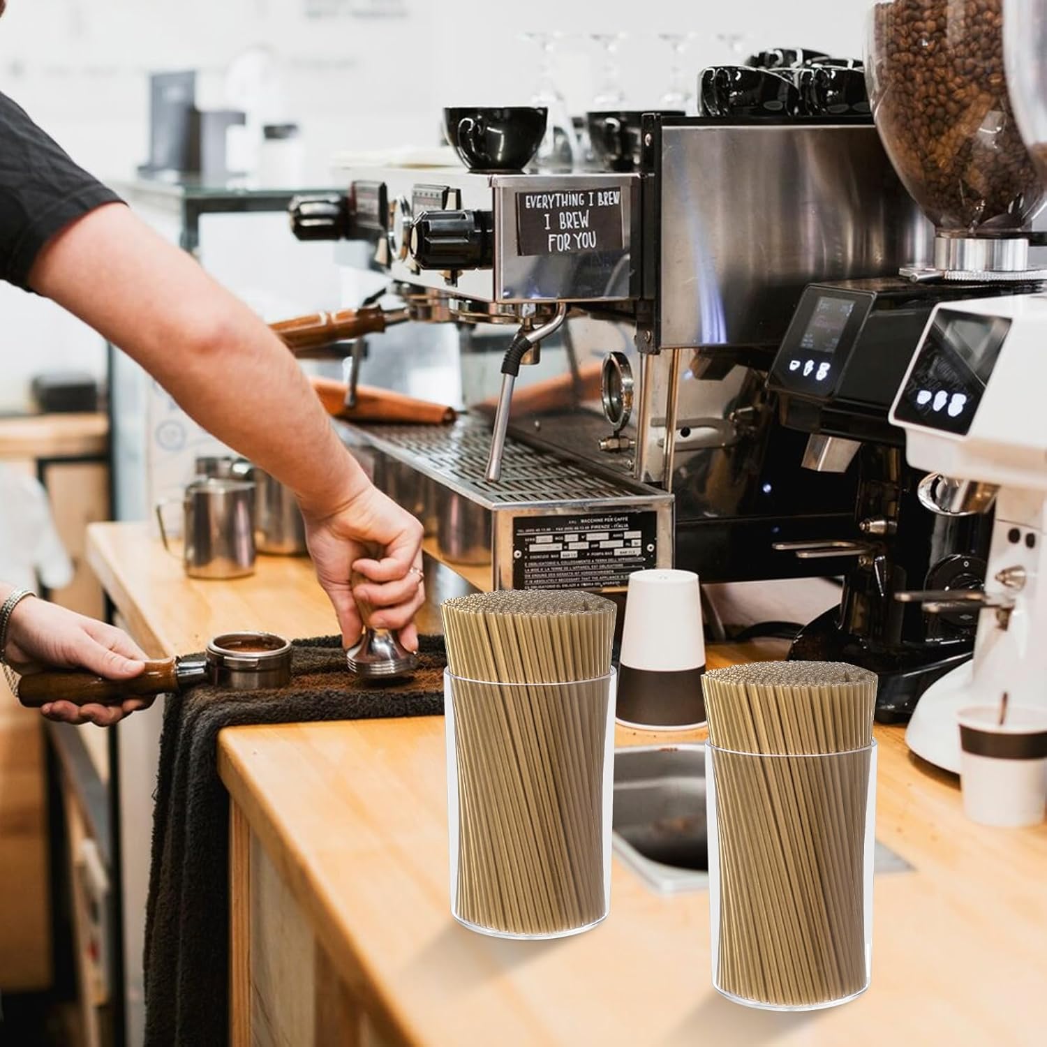 500 Pcs Gold Coffee Stirrers Holder Set Metallic Gold Coffee Stir Sticks Acrylic Stir Stick Holder Cocktail Straws Bar Straws Drink Stirrers for Coffee Bar Decor Juice Party Halloween Supplies - Image 6