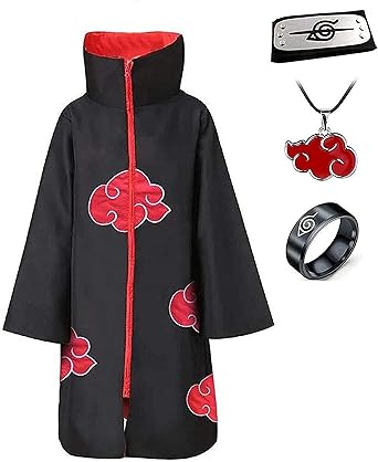 Anime Naruto Akatsuki/Uchiha Itachi Cosplay Halloween Natal festa fantasia  capa com faixa de cabeça colar anel, Preto, Medium : Amazon.com.br