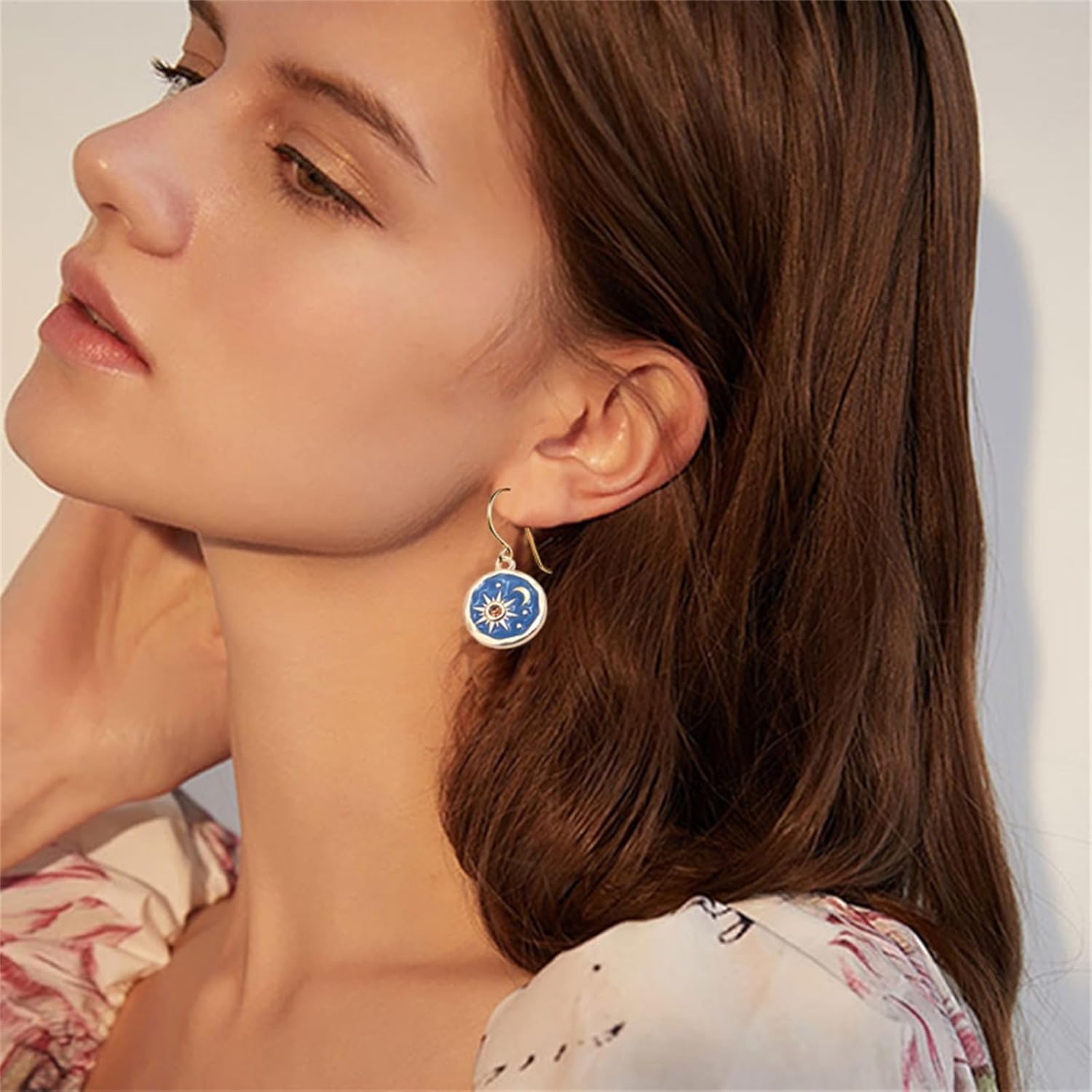 coadipress Vintage Sun and Moon Necklace Earrings Set for Women Handmade Fashion Boho Antiqued Gold Silver Round Coin Dangle Earrings Bohemian Statement Jewelry - Image 3