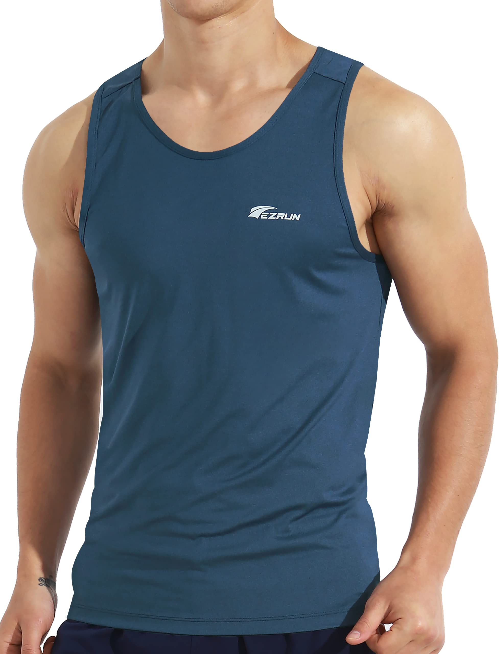 EZRUN Men's Quick Dry Tank Top UPF 50+ Summer Beach Swim Shirts for Gym Workout Athletic Muscle Sleeveless Shirts
